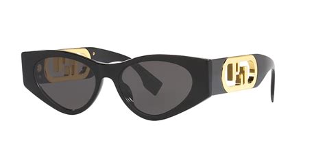 Fendi FE40049I 54 Grey & Black Shiny Sunglasses.